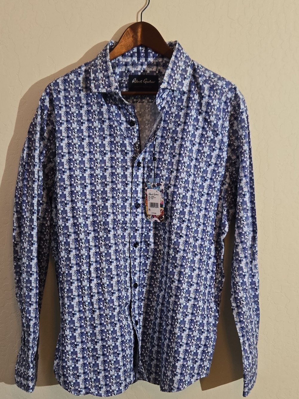 Robert Graham Blue Geometric Print Men's Shirt